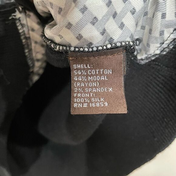 J. McLaughlin Black Cotton Modal Cardigan with snap Button Silk Front Panel - Picture 5 of 7